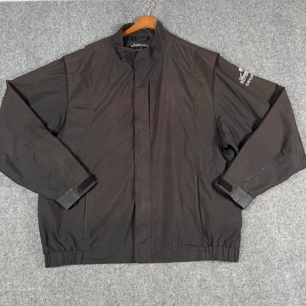 ⛳ FootJoy DryJoys Golf Rain Jacket Mens XXL Black Full Zip Windshirt Annbriar